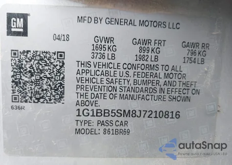 2018 Chevrolet Cruze Ls Manual from USA, damaged, VIN 1G1BB5SM8J7210816